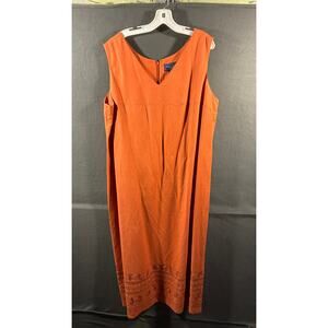 laura scott women linen blend midi dress 22 embroidered boho coastal beach